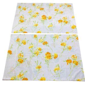 Vintage Utica Floral Pillowcases 20x30" Yellow & Orange Carnations 70s MCM *